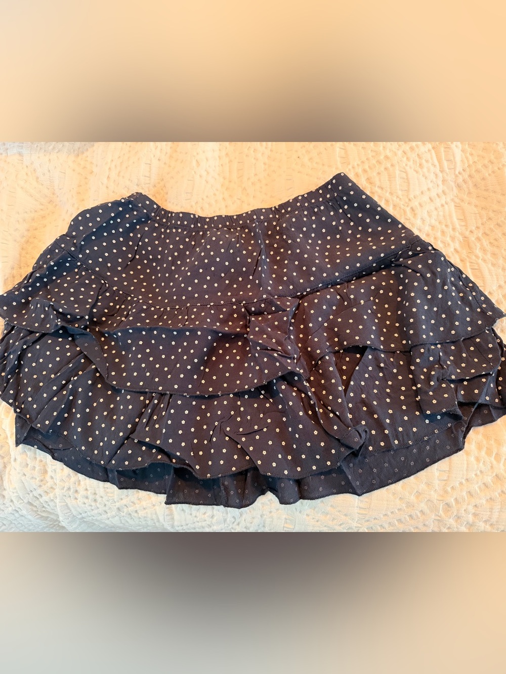 Brandy Melville Navy blue Polka floral Ruffle Skirt one size NWT